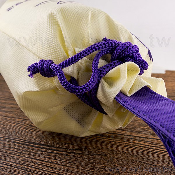 客製化束口袋-單色網版印刷-不織布材質加提袋-製作推薦環保束口包